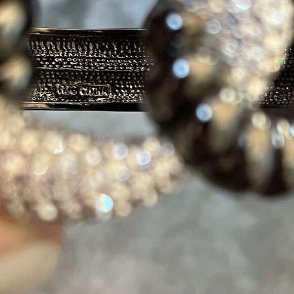 RJ GRAZIANO Gunmetal with Crystals Fashion Statement Bangle Hinged Clasp Bracele - Picture 4 of 5